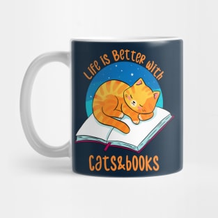 Life is better with cats and books Mug